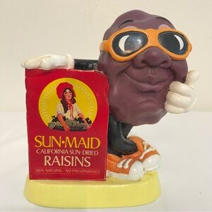 Vintage 1987 California Sun Maid Raisins Vinyl Coin Bank